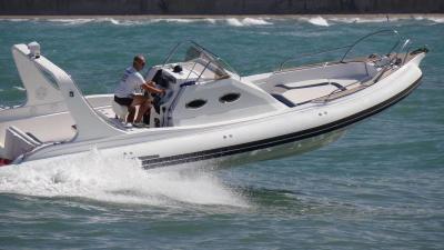 China 9.6m Orca Hypalon Inflatable Rib Boat Rib960B With Cabin Console / Large Sunbed for sale