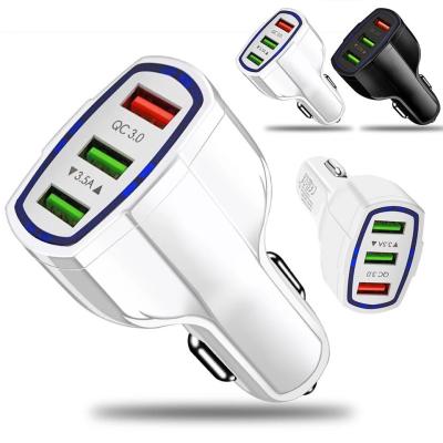 China Dropshipping New Arrivals High Speed QC 3.0 Fast Charging Adapter 3 Port USB Travel Car Charger Palladium Palladium Adapter for sale