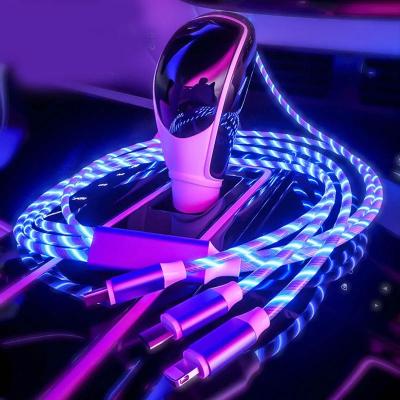 China Hot Selling Fast Charging Speed Usb C Cable Fast Charging Flowing Colors Led To Glow Usb Charger Cable For Android Micro Usb Charging Cable For Iphone for sale