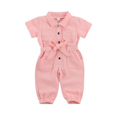 China Breathble Comfortable Wholesale Customized Spring Solid Color Babies Custom Overalls Clothing Set Kids Girls Overalls Clothes Fashionable Kids ROM for sale