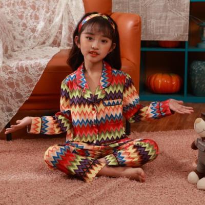 China QUICK DRY satin pajamas for girl 2021 cute kids pajamas colorful kids pajamas with headband kids summer pajamas for sale