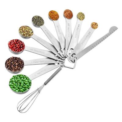 China 11pcs Kitchen Sustainable Food Stainless Steel Seasoning Measurers Stackable Cooking Set for sale