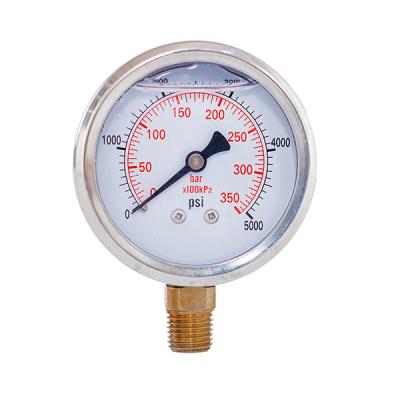 China 2,5 calibre de pressão de aço inoxidável 1/4