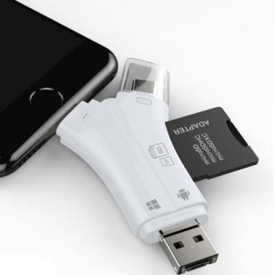 China High Quality Plastic Mobile Phone Plastic OTG Fast Speed 4in1 USB Drive Flash Card Reader for sale