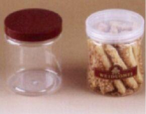 China 550ml 18oz Crystal Clear PET Plastic Jars with Screw on Red Lids Food Storage Containers , assorted Colors , pack of 1 for sale
