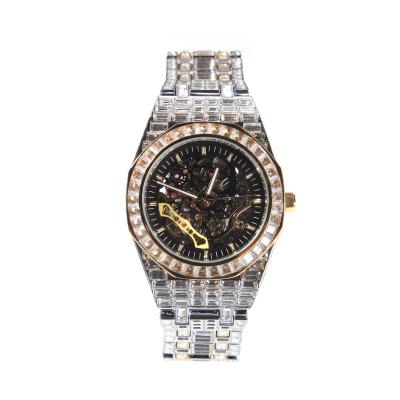 China New fashion day/date 2022 watch hip hop motorsports full diamond men's crystal gold mechanical watch for sale