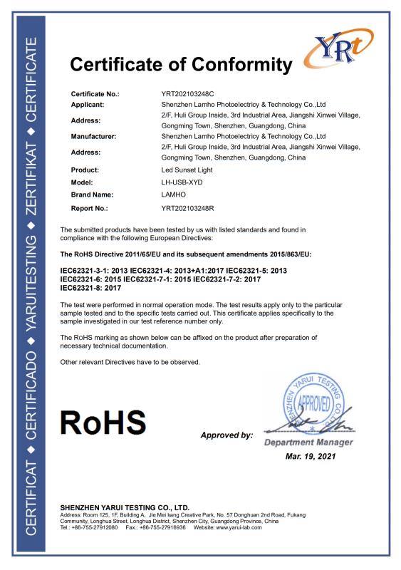 RoHS - Shenzhen Lamho Photoelectricity & Technology Co., Ltd.