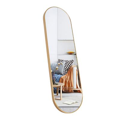 China Modern Full Body Mirror For Floor Stand Up And Wall In Bedroom Gold Frame for sale