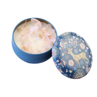 China Birthdays Home Decor Luxury Candle Tins Dry Flower Candle Scented Soy Wax Candles for sale