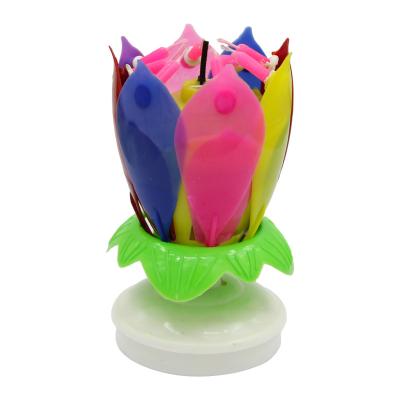 China Funny Music Rotate Musical Flower Shape Floating Candles Musical Birthday Candle for sale