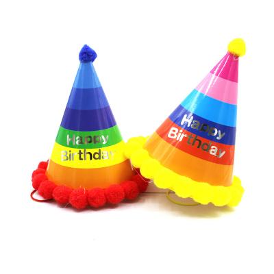 China Modern Plush Rainbow Party Birthday Paper Hat New Paper Party Birthday Hat for sale