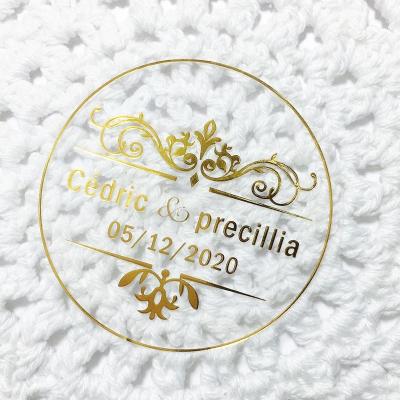 China Anti-Counterfeiting Customize Sticker To Wedding Transparent Sticker Roll Hot Foil Sticker With Emboss for sale