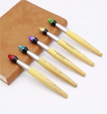 China Promotional Pen Features Printing Brush Shape Bamboo Wooden Ballpoint Pen With Logo for sale