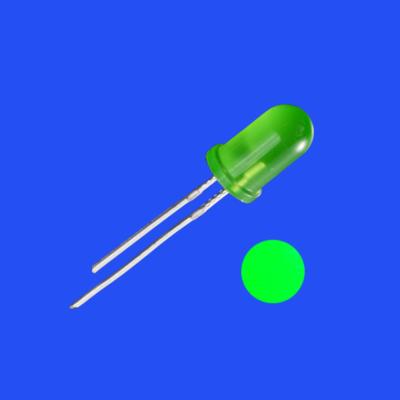 Chine 5mm 2Hz 1/8 cycle de travail 12V couleur verte brumeuse teintée 520nm 2000mcd 60deg Résistance intégrée LED clignotante à vendre