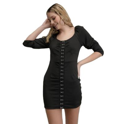 China Anti-wrinkle Women's Custom Fashion Tight Buckled Short Dress for sale