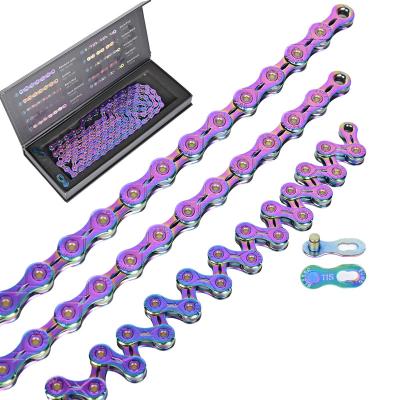 China Alloy Bicycle Chain Hollow Rainbow SX12 Mtb Mountain Road Bike Variable 9 Speed Chain 10 11 12 Speed Bike Parts for sale