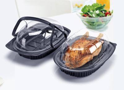 Chine Emportez les conteneurs de nourriture Microwavable, boîte en plastique jetable de poulet rôti avec la poignée à vendre