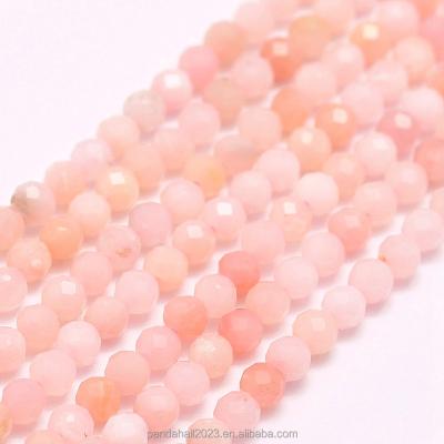 China PandaHall 4mm Stone Faceted Round Natural Pink Opal Beads for sale