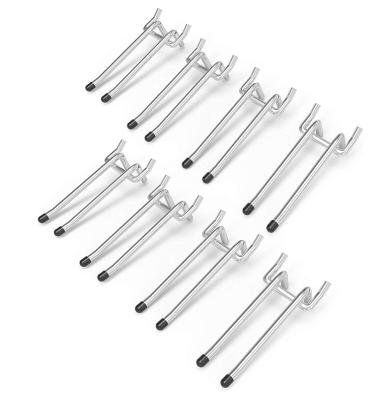 China Sturdy High Quality Supermarket Double Arm Metal Garment Display Stand Pegborad Straight Hook for sale