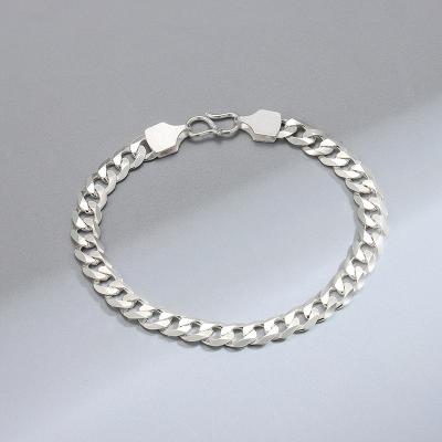 China CLASSIC Wholesale Minimalist Men and Women Fashion 925 Sterling Silver Curb Cuban Link Men's Chain Bracelet for sale