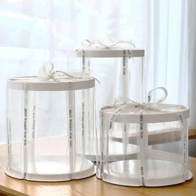 China Custom Cake Box Handmade Wedding Logo Luxury Plastic Clear Transparent Cake Box Manufacturing 10x10x5 for sale