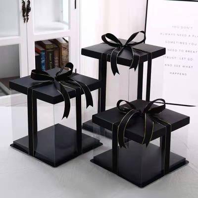 China Transparent Recycled Materials Take Out Hot Selling Fashionable Custom Printed Eco-Friendly Plastic Transparent Cake Boxes Bulk Cake Boxes for sale