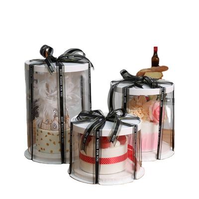 China 2021 Birthday Eco-friendly 8 Inch Transparent Plastic Packaging Gift Custom Round Cake Box Popular Handmade for sale