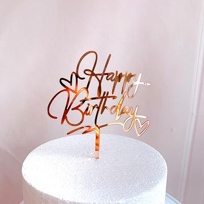 China Wholesale Cake Topper For Wedding Gold Happy Birthday Modern Fashion Gold Cake Topper Happy Birthday Cake Topper for sale