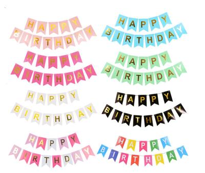 China Party Decoration Customized Flag Birthday Banner Birthday Party Hot Stamping Paper Decoration for sale