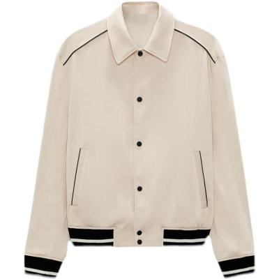 China Mens Contrast Trim Satin Effect Windproof Baseball Jacket for sale