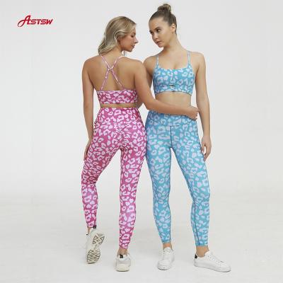 China Breathable Digital Printing Yoga Suit Fitness Vest Pants Sports Suit Summer Sling Yoga Suit Sleeveless Women for sale