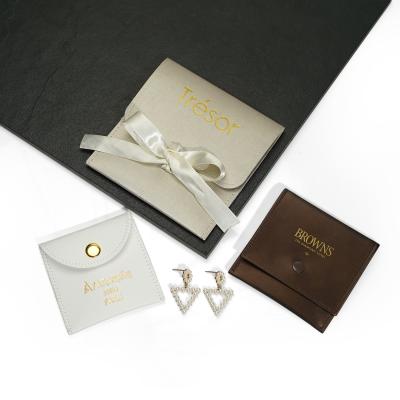 China Custom Logo Personalized PU Leather Jewelry Packaging Pouch Drawstring Bag Custom Wholesale Eco-friendly Sustainable Jewelry Small for sale