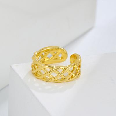 China FASHIONABLE Gold Plated Chain Link Ring Simple Stacking Band Open Unique Rings For Women Adjustable for sale