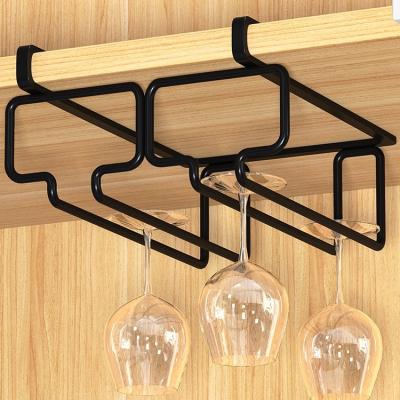 China Sustainable Kitchen Floating wine glass shelf brackets wall mount wire rack for glasses goblet above the cabinet for sale