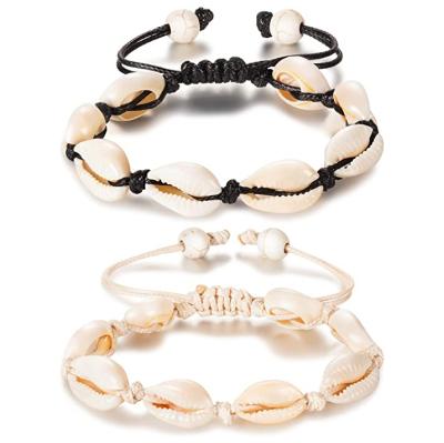China Fashion Necklace Jewelry 2 Pieces Shell Anklet Bracelet Handmade Beach Natural Jewelry Boho Adjustable Foot Beaded Anklet Chain for Women and Girls for sale