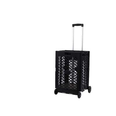 China Folding Shopping Cart For Sale Supermarket Toy Shopping Cart Good Quality Foldable PP Plastic Cart +ABS Lid+Aluminum Alloy Handle for sale