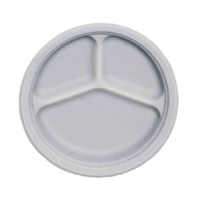 China Factory direct sales three-grid disposable sugarcane pulp dish disposable fully degradable round dish for sale