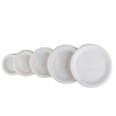 China Wholesale Disposable Dinner Plate Disposable Cake Round Degradable White Card Party BBQ Dish for sale
