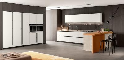 China Armarios de cocina de laca blanca personalizados Sistema de cocina moderno en forma de L en venta
