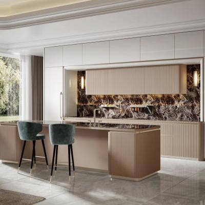 China High End Customize Cabinet Kitchen Furniture Modern Style Automatic Full Set Kitchen White PVC Kitchen Cabinet for Apartment for sale
