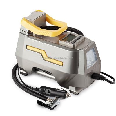China Portable Electric Car Tire Compressor Car Tire Inflator Air Compressor Pump DC12V with Digital Pressure Indicator and LED Emergency Light for sale