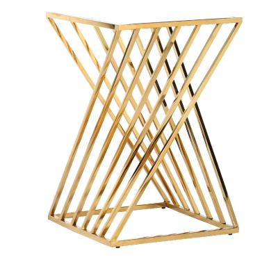 China (Other) Modern Style Square Adjustable Side Table Stainless Steel Metal End Table With Tempered Glass Table Top for sale