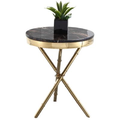 China Modern Gold Plated Coffee Table Stainless Steel Corner Marble Side Table for sale