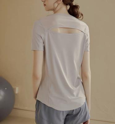 China Breathable Back mesh splicing fitness sports top women's quick-dry short-sleeve T-shirt breathable yoga top for sale