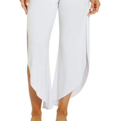 China Breathable 2023 New Arrival Bhakti pants slit design women quick dry hip lift wide leg sexy women yoga pants for sale