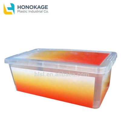 China IML Manufacturer Viable Eco Friendly Durable Packaging Custom Logo Printed Rectangle Disposable Plastic Shoe Storage Box With Lid for sale