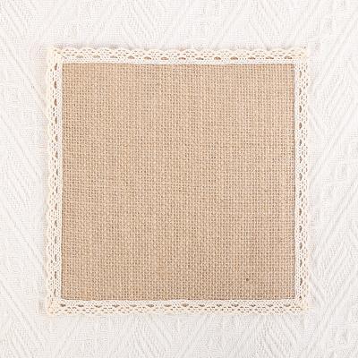 China 20cm*20cm Tableware Home Natural Jute Kitchen Place Mat Woven Lace Table Mats Burlap Party Dining Mat Cloth Pad for sale