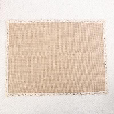 China 40cm*30cm Rectangular Burlap Party Dining Mat Woven Table Cloth Table Cloth Tablecloth Natural Jute Natural Jute Kitchen Place Mats for sale