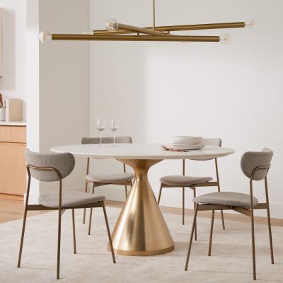 China Tablas de pedestal de oro de mármol y acero para sala de estar de café en venta