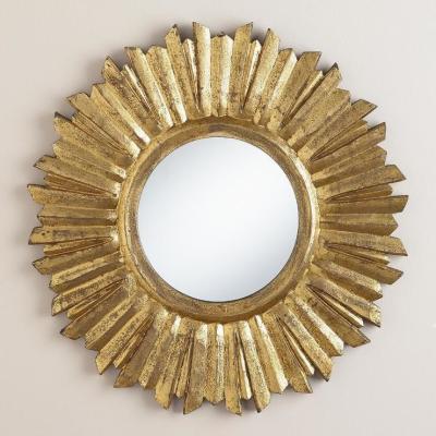 Cina Cornice di metallo girasole rotondo Specchio murale 24 x 36 Oro antico Per camerino in vendita